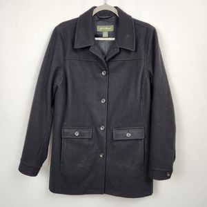 Eddie Bauer Women's Black Peacoat 76% Wool Size Large